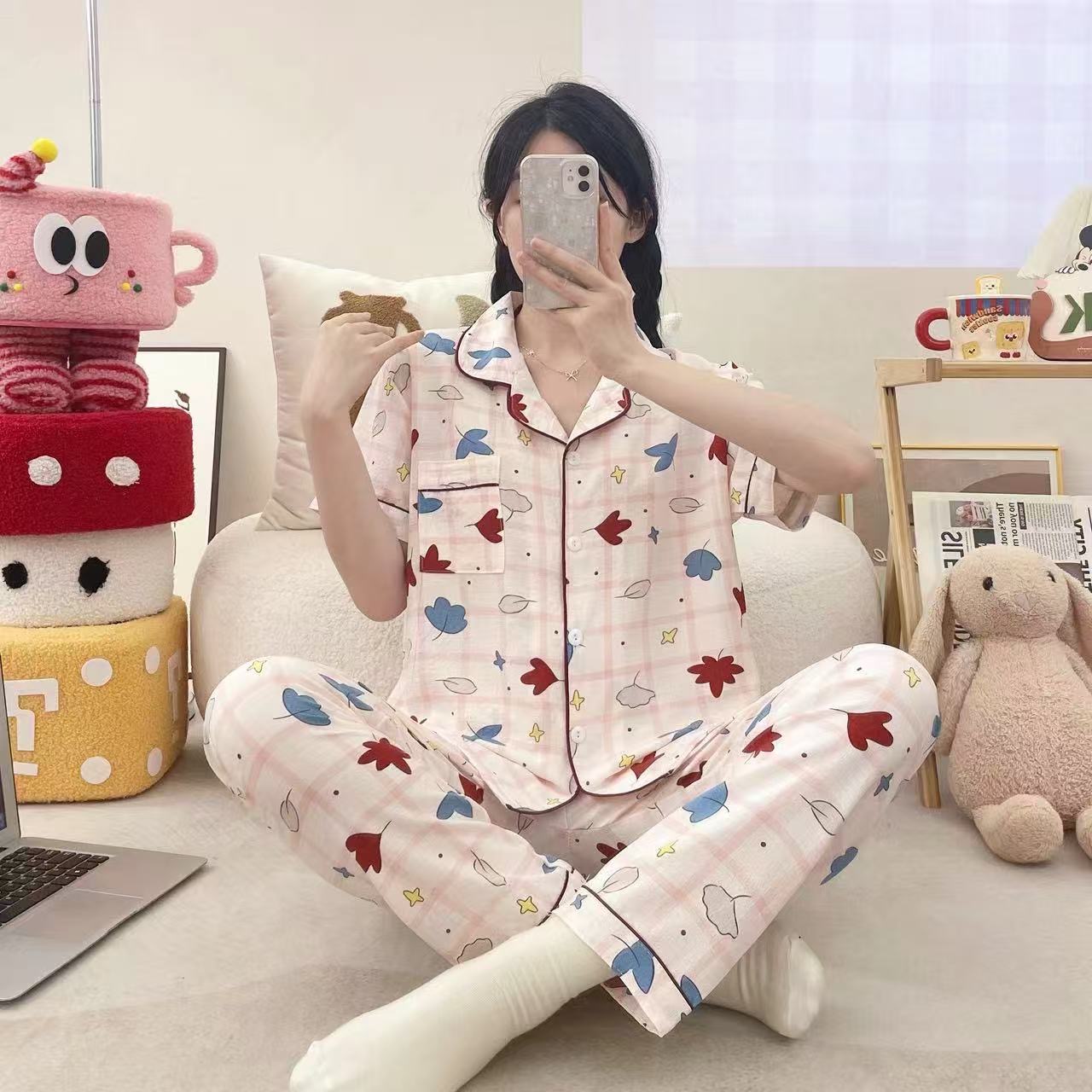 ست بلوز شلوار نخ موسلین کد b111