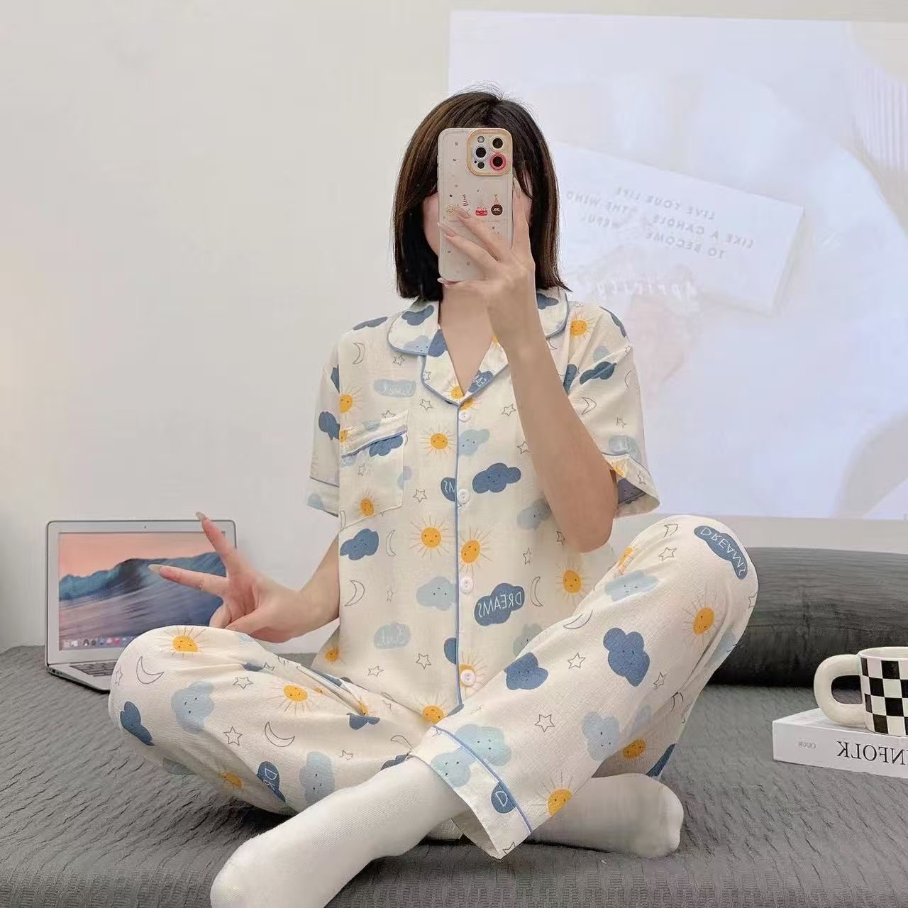 ست بلوز شلوار نخ موسلین کد b115